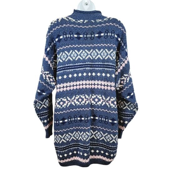 Vintage 80s American Portrait 100% Cotton Geometric Knit Tunic Sweater Size M - Picture 6 of 7